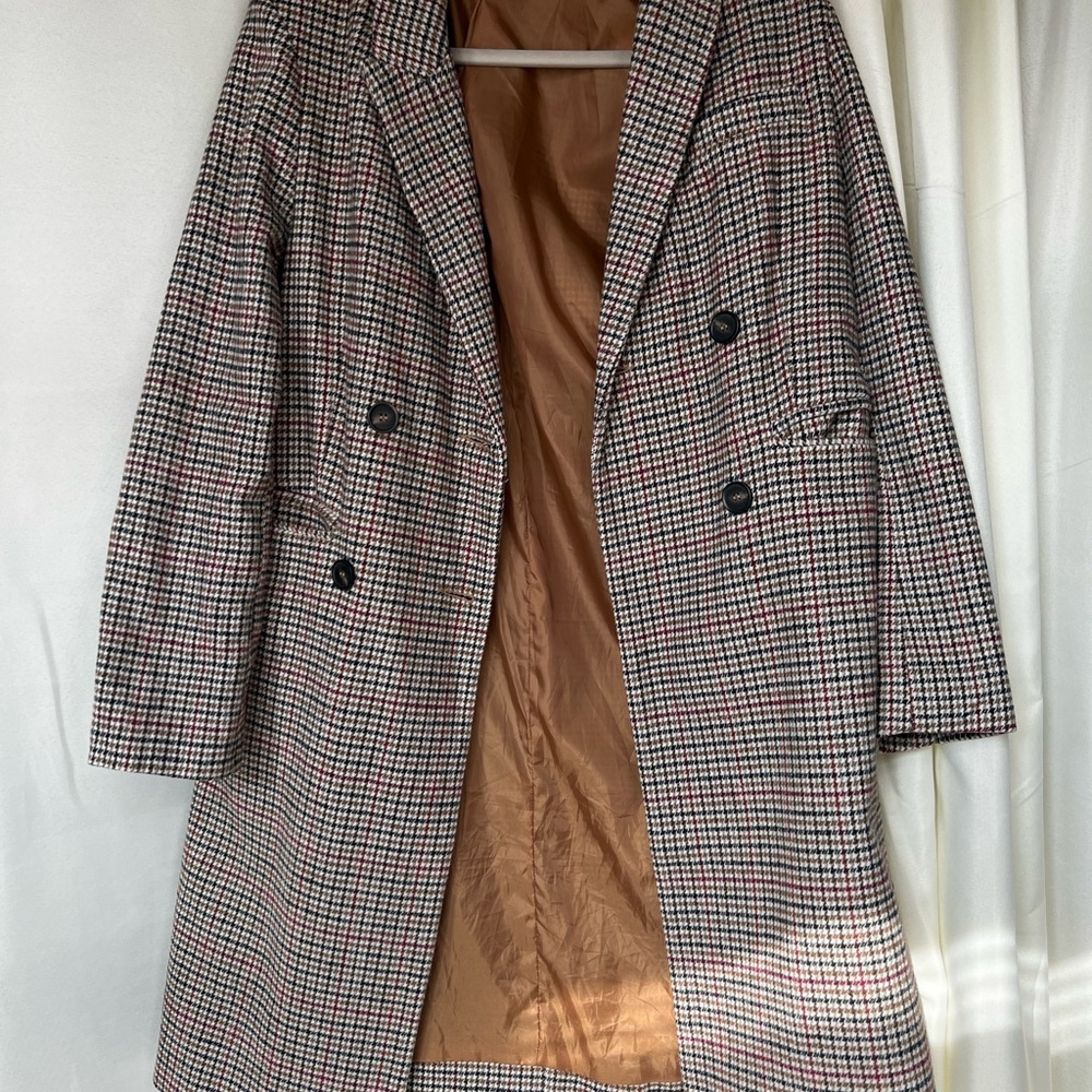 NastyGal plaid long trench
